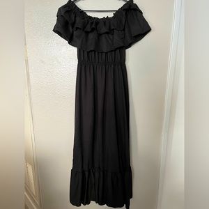 For length dress, super flowy, polyester. Also worn as maternity dress